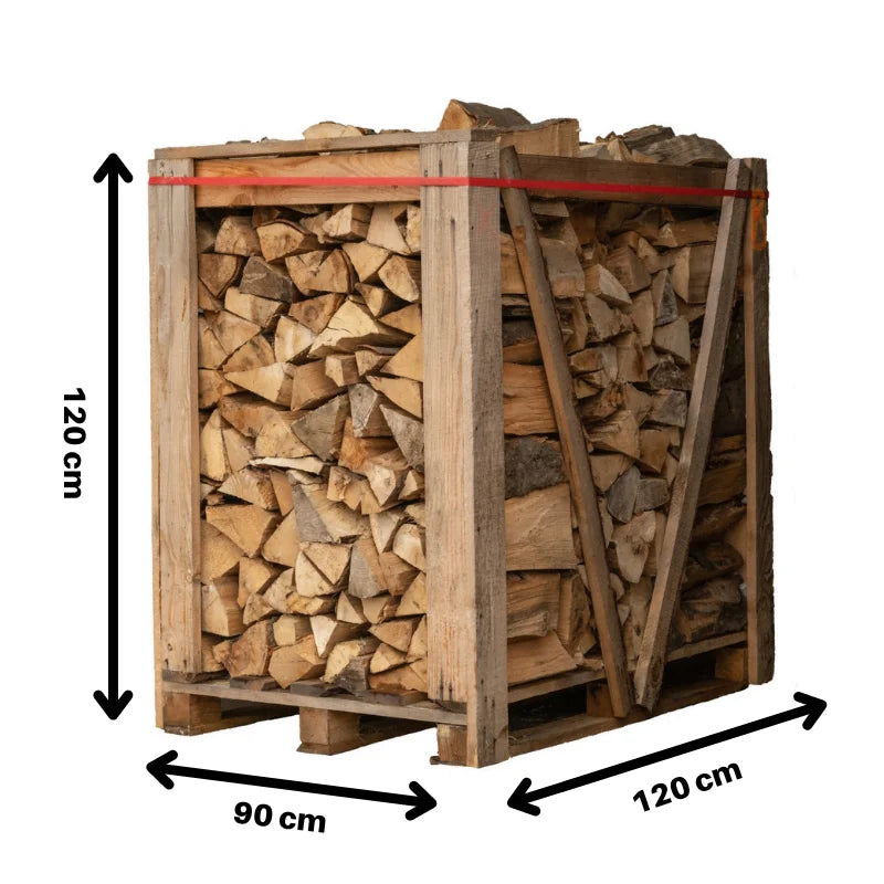 2x Paletten (Weißeiche + Buche/Hainbuche) – 25cm-Scheite