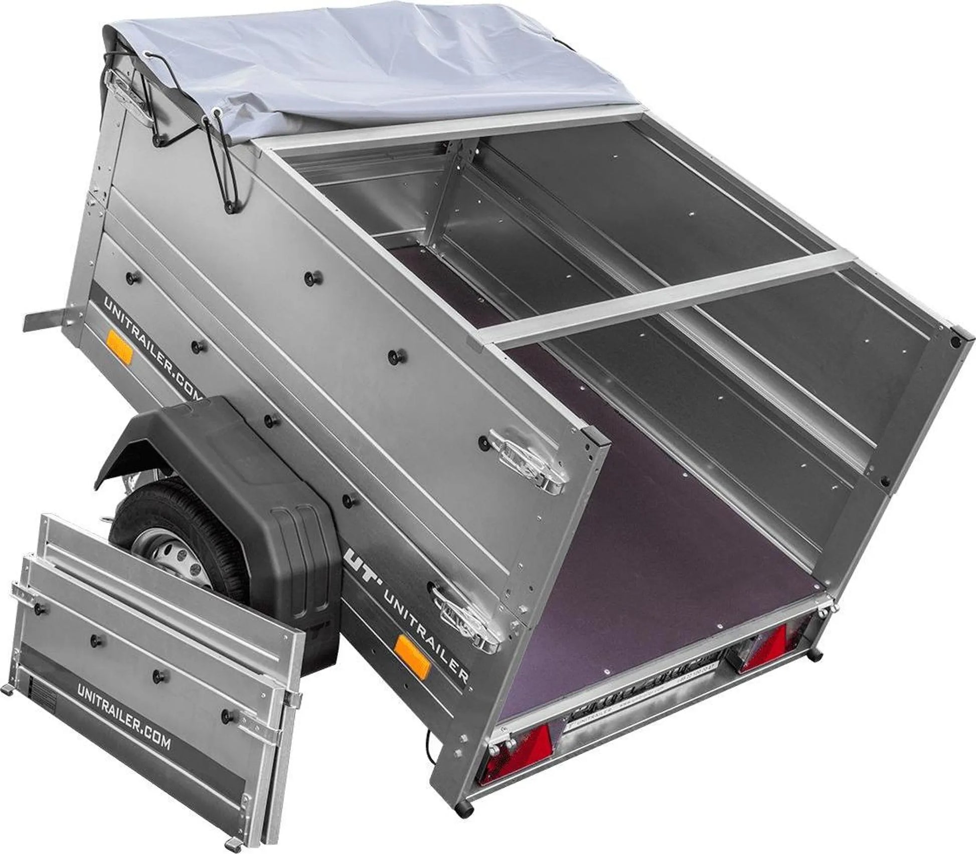 Anhänger GARDEN TRAILER 150 KIPP mit zusätzlichen Bordwänden, Stützrad und Flachplane - Neu