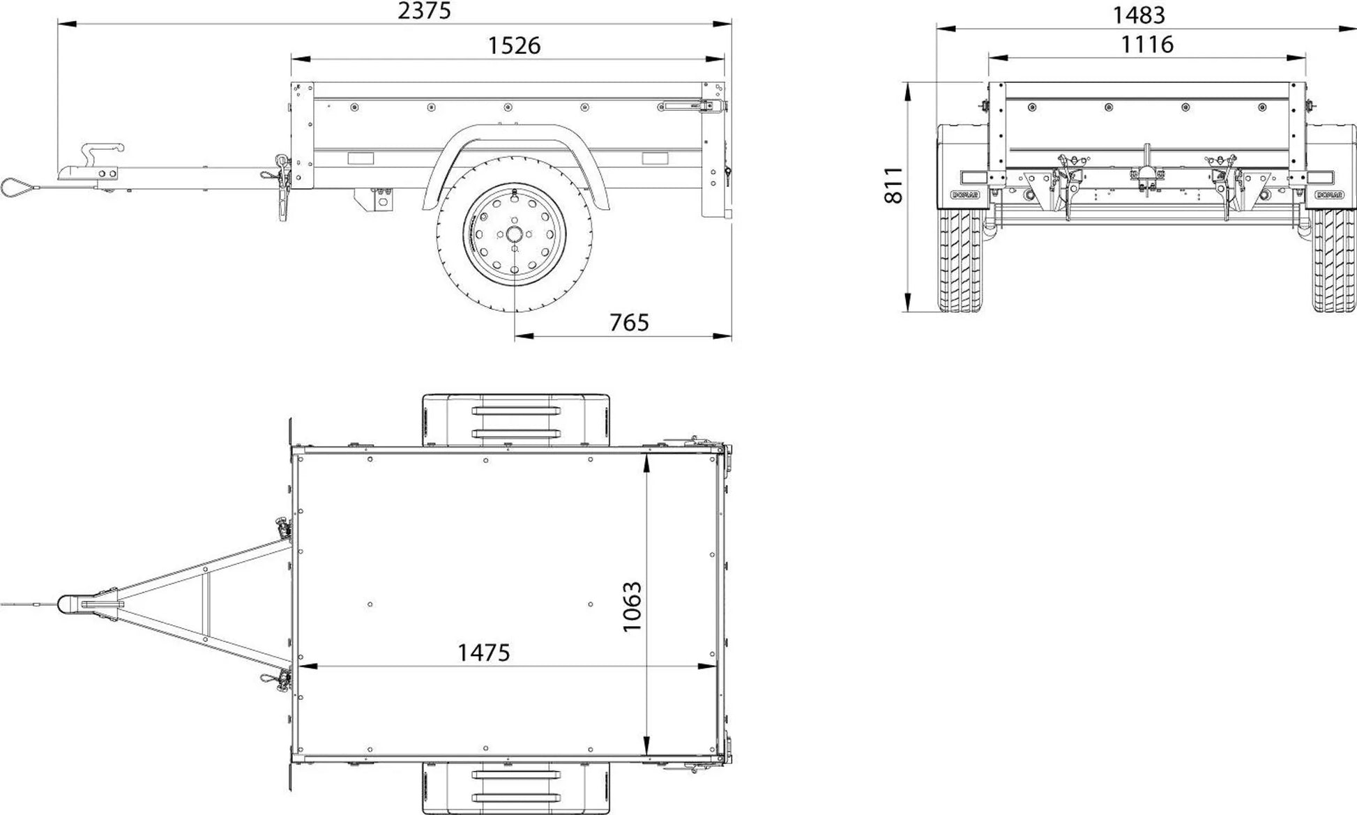 Anhänger GARDEN TRAILER 150 KIPP mit zusätzlichen Bordwänden, Stützrad und Flachplane - Neu