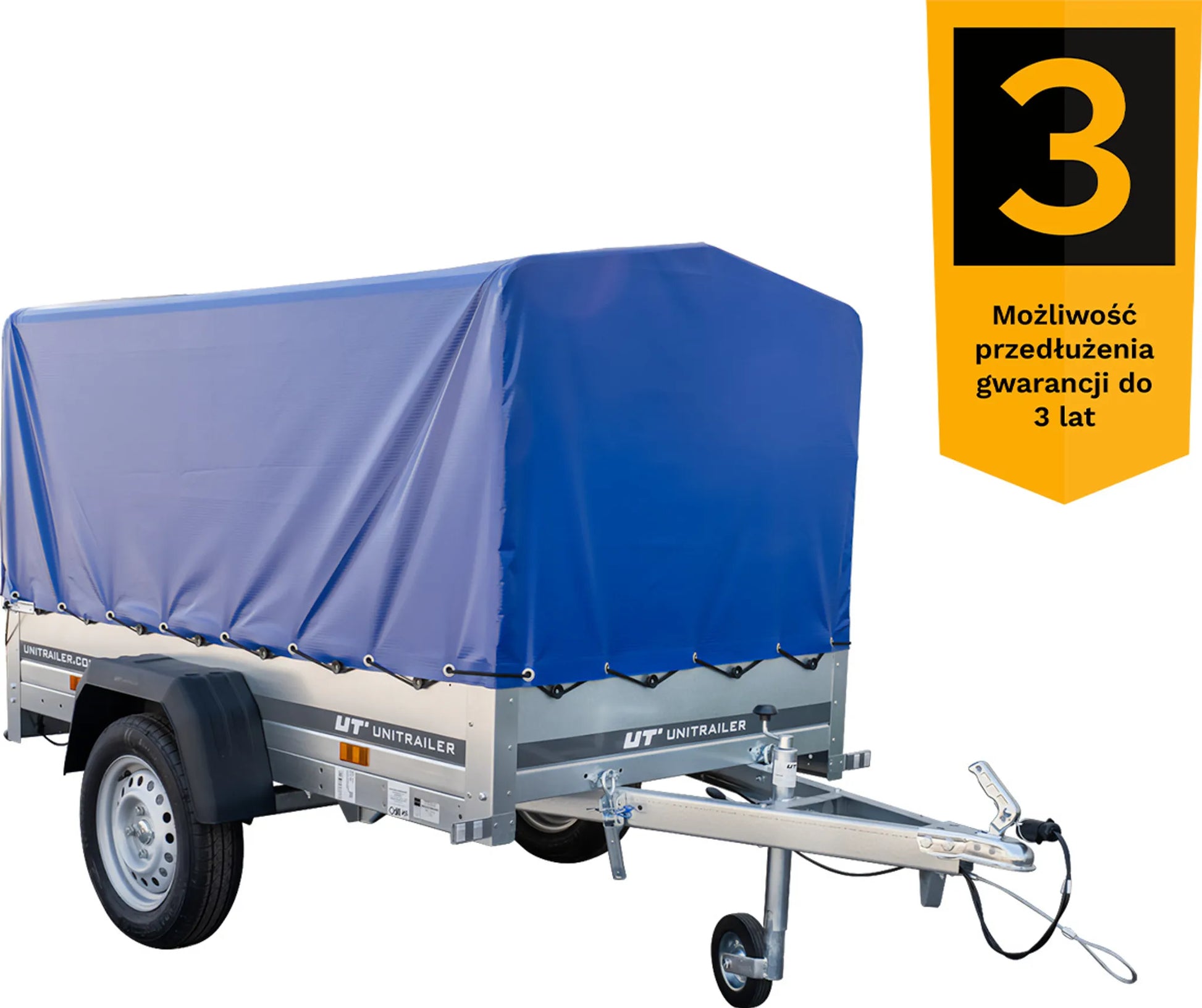 Anhänger Garden Trailer 200 KIPP 200x106 cm 750 kg - Mit Hochspriegel, blauer Hochplane und Stützrad
