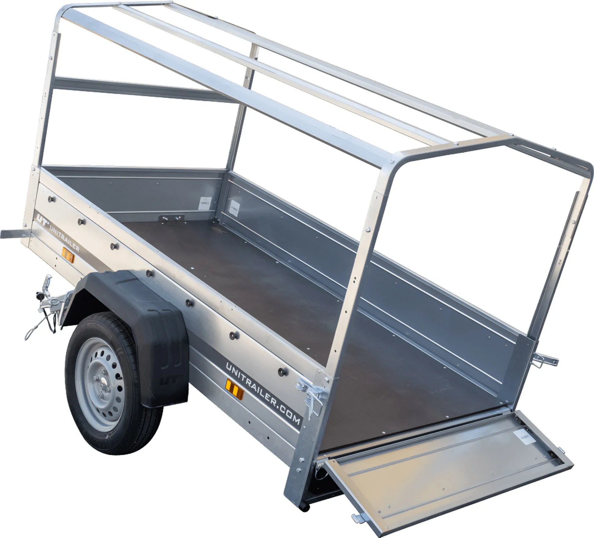 Anhänger Garden Trailer 200 KIPP 200x106 cm 750 kg - Mit Hochspriegel, blauer Hochplane und Stützrad