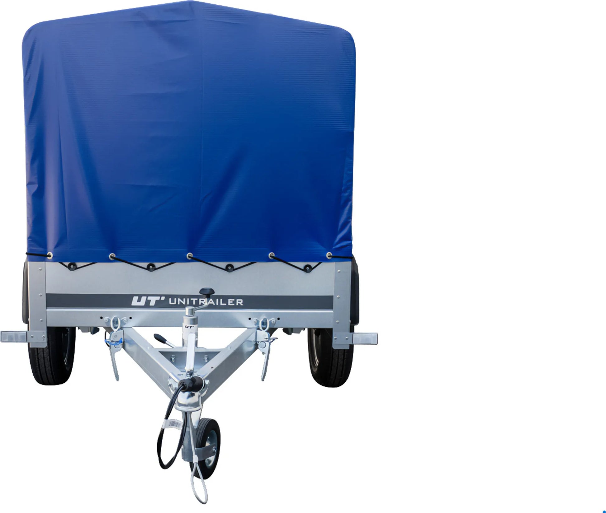Anhänger Garden Trailer 200 KIPP 200x106 cm 750 kg - Mit Hochspriegel, blauer Hochplane und Stützrad