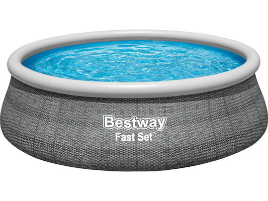 Bestway Fast Set Aufstellpool-Set Ø 457 x 122 cm Rund Schiefergrau