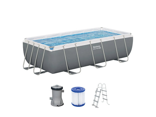 Bestway Stahlrahmen-Pool Set Steel Pro Max Frame 404x201x100 cm Rechteckig Grau