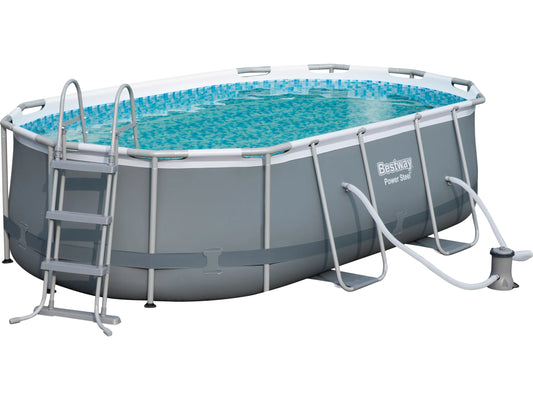 Bestway Stahlrahmen-Pool Set Steel Pro Max Frame GS 427 x 250 x 100 cm Oval Grau
