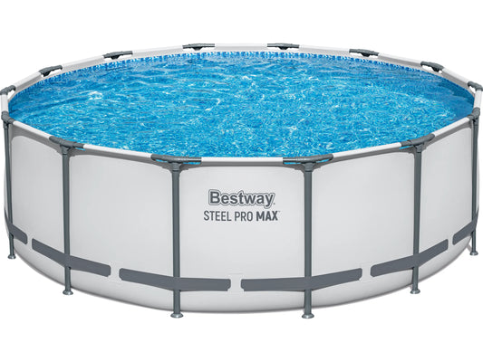 Bestway Stahlrahmen-Pool Set Steel Pro Max Frame GS Ø 427 x 122cm Rund Lichtgrau