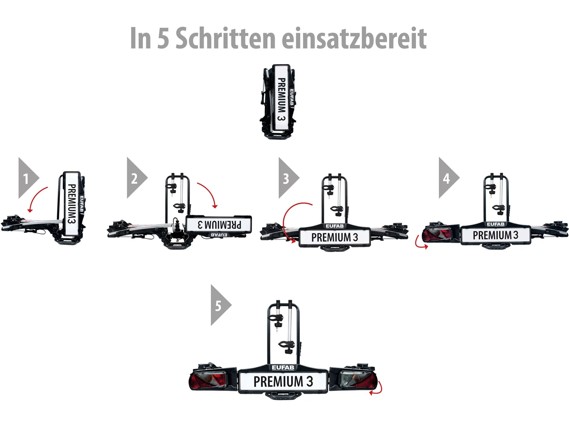 Eufab Fahrrad-Kupplungsträger Premium 3 mit Abklappfunktion