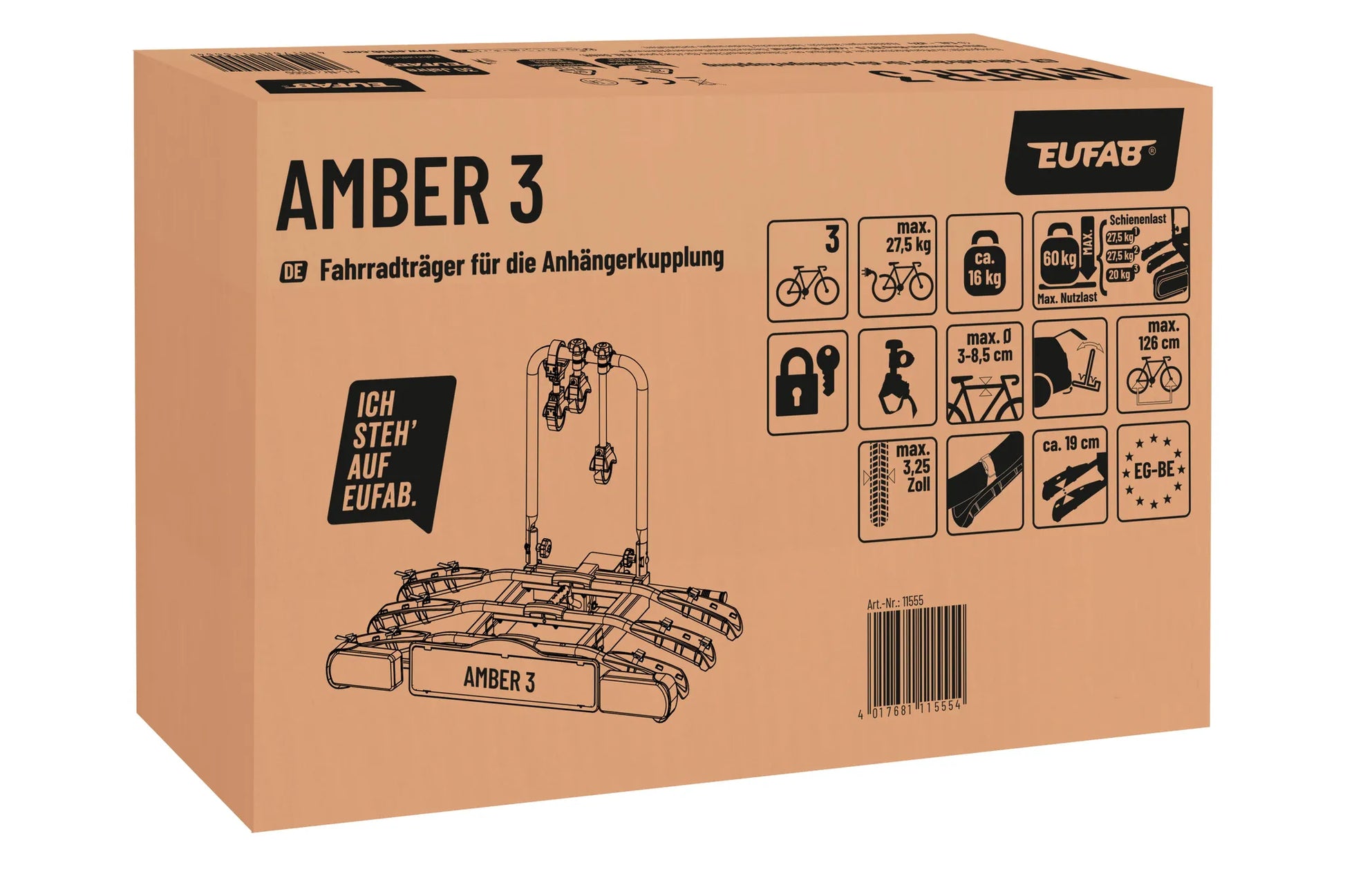Eufab Fahrradträger AMBER III für Anhängekupplung