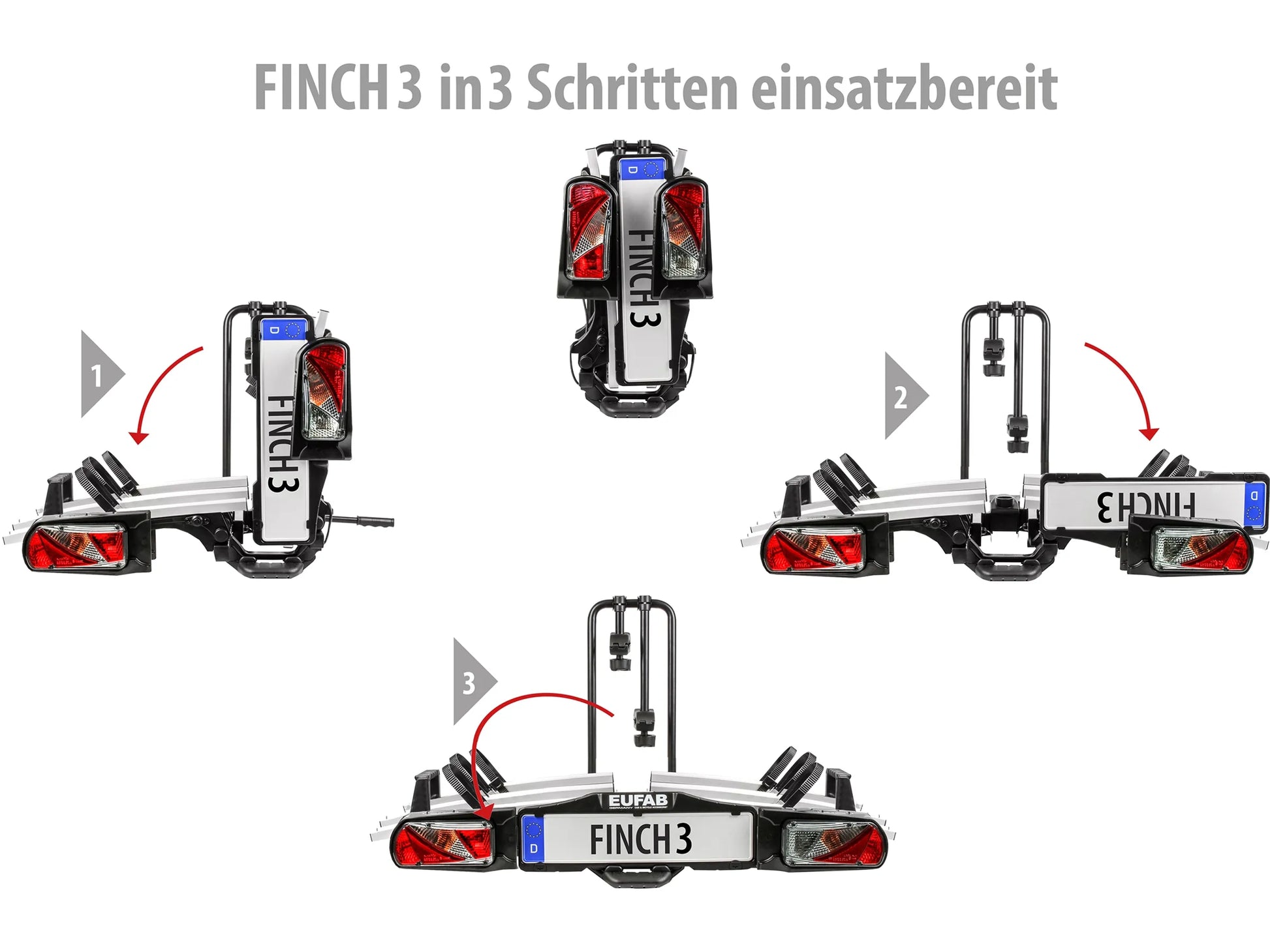 Eufab Fahrradträger Finch für 3 Fahrräder