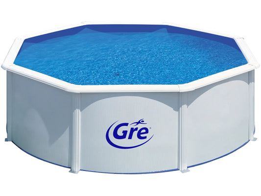 Gre Stahlwand-Pool Fidji Ø 350 cm x 120 cm Rund Weiß