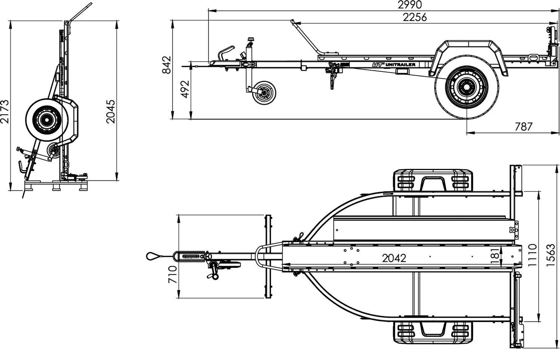 Motorradanhänger 225x111 UNITRAILER RIDER 1 zGG 450 kg