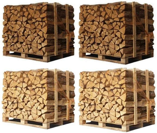 4 x Paletten (2 x Weißeiche + 2 x Buche/Hainbuche) – 30cm-Scheite