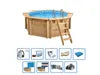 Holzpool Java 640x400x136cm Achteck Oval Super Set inkl. Poolroboter