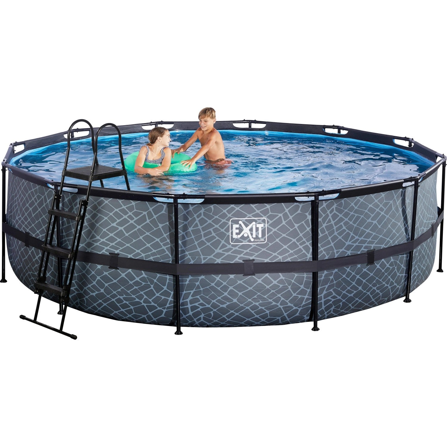 EXIT Stone Pool Grau ø 488 x 122 cm m. Sandfilterpumpe