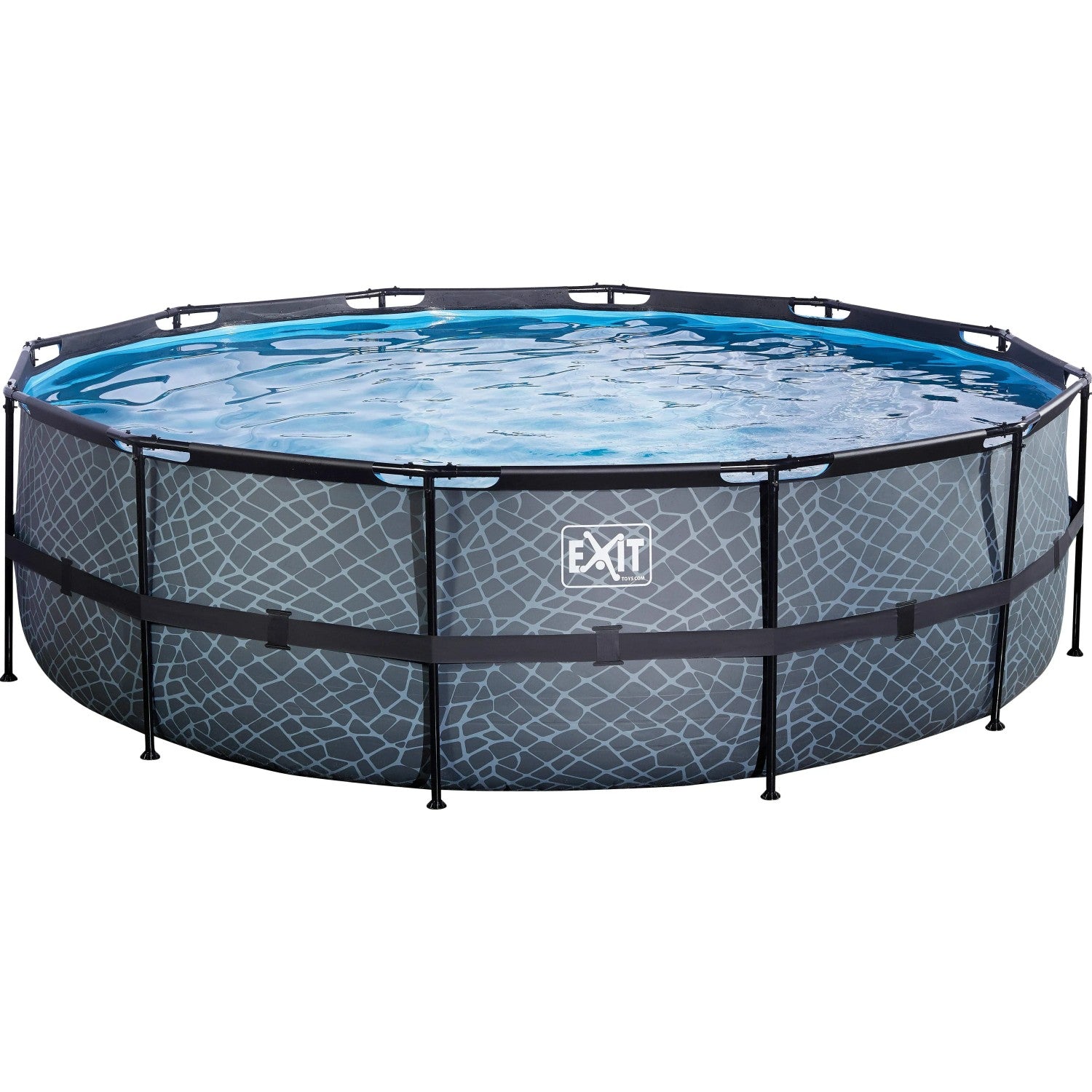 EXIT Stone Pool Grau ø 488 x 122 cm m. Sandfilterpumpe